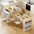Kitchen Island with Extendable Dining Table and Double-Sided Storage