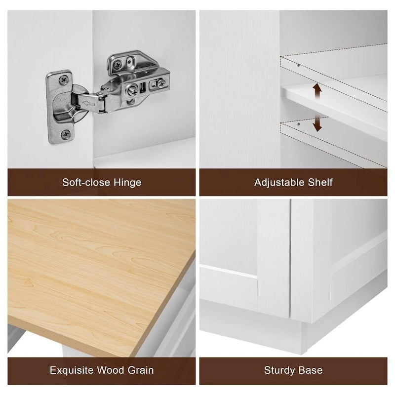 Kitchen Island with Extendable Dining Table and Double-Sided Storage