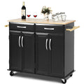 Rolling Kitchen Trolley Island Cart with Wood Top and Storage
