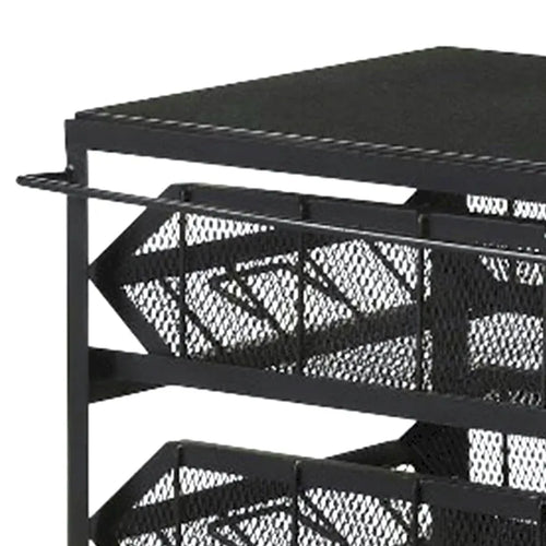 Opbergwagen van 39 inch met vergrendelbare zwenkwielen en onderste plank met houtnerf, zwart