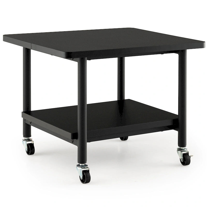 2-Tier Mobile Printer Stand with Storage Shelf and 4 Wheels