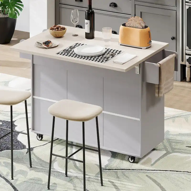 Kitchen Island with Trash Can Storage Cabinet