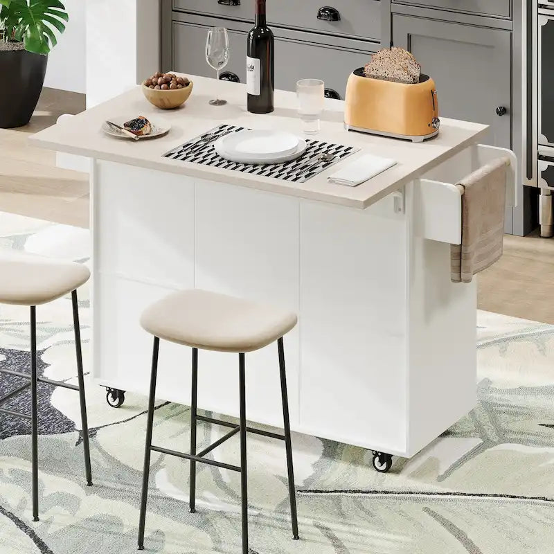 Kitchen Island with Trash Can Storage Cabinet