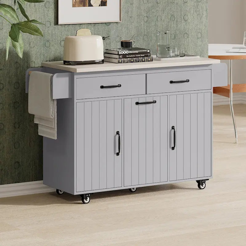 Kitchen Island with Trash Can Storage Cabinet