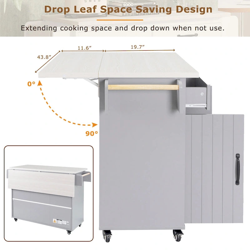 Kitchen Island with Trash Can Storage Cabinet