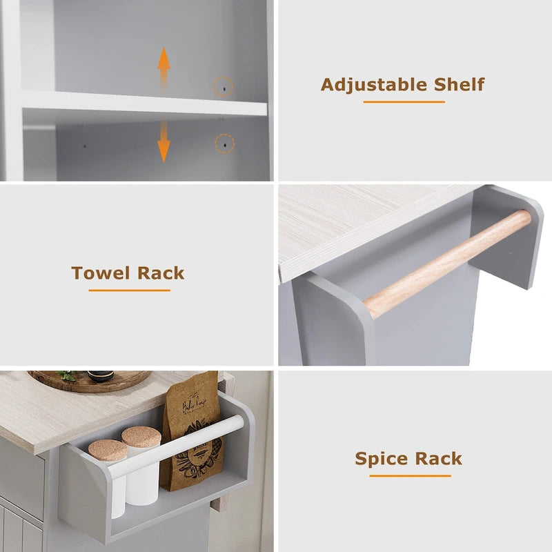 Kitchen Island with Trash Can Storage Cabinet