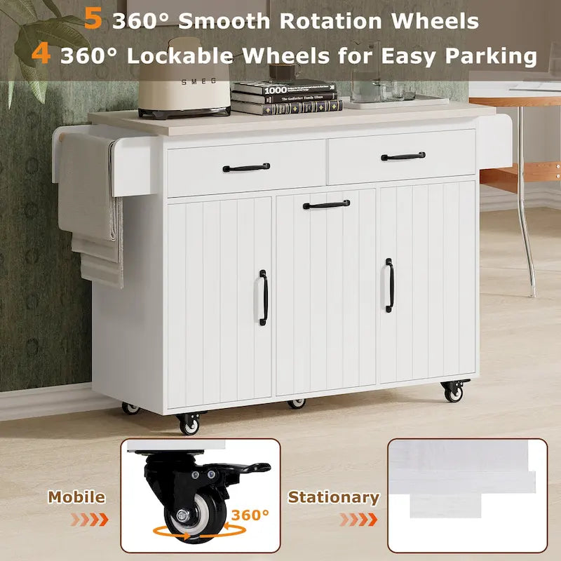 Kitchen Island with Trash Can Storage Cabinet