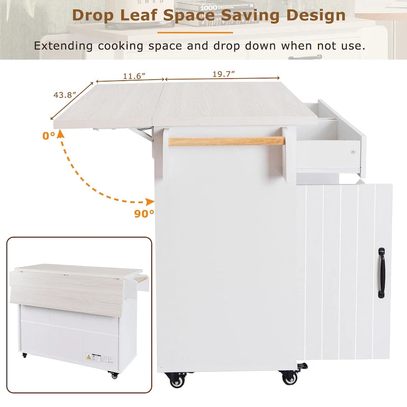 Kitchen Island with Trash Can Storage Cabinet
