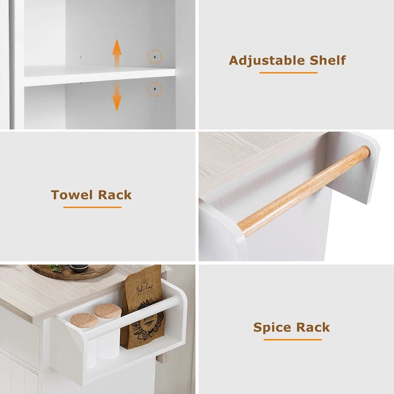 Kitchen Island with Trash Can Storage Cabinet