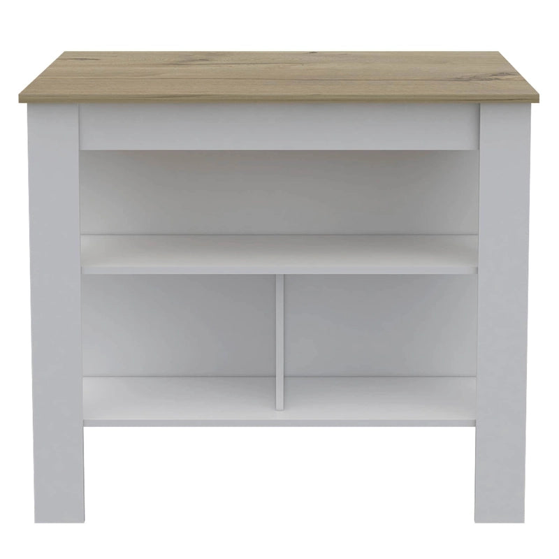 3-Shelf Wooden Casual Kitchen Island