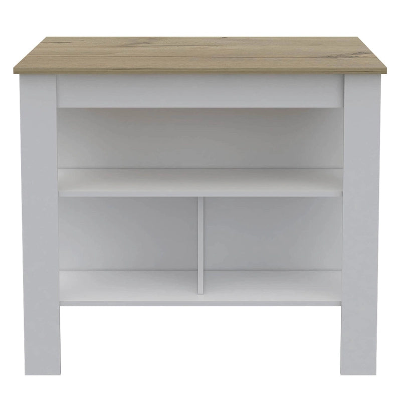 3-Shelf Wooden Casual Kitchen Island