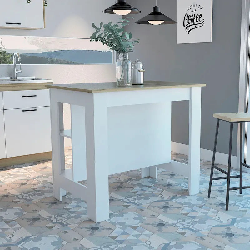 3-Shelf Wooden Casual Kitchen Island