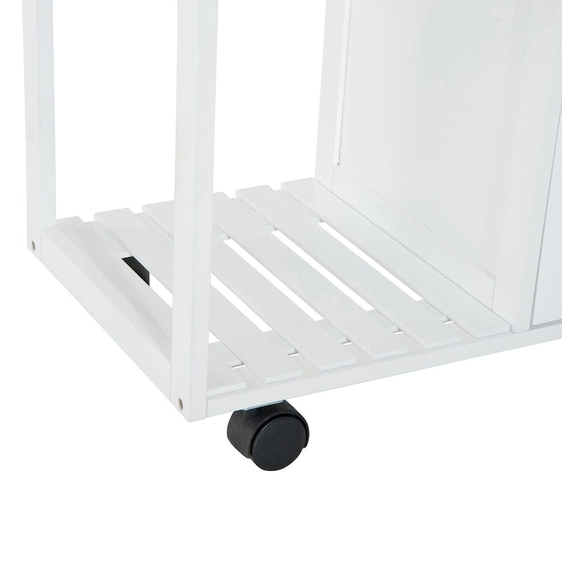 28" White Rolling Kitchen Trolley Serving Cart