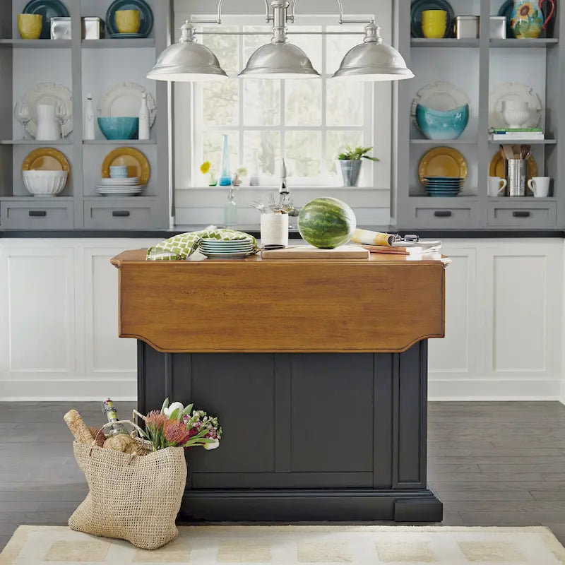 Warwick Black Distressed Oak Kitchen Island