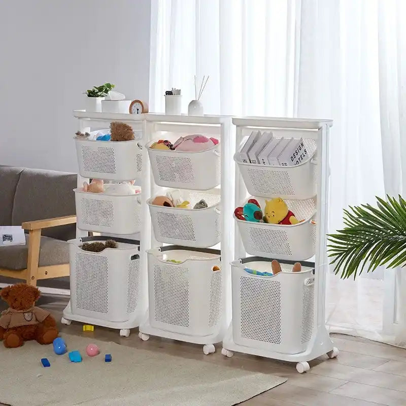 3-Tier Rolling Storage Cart with Top Shelf