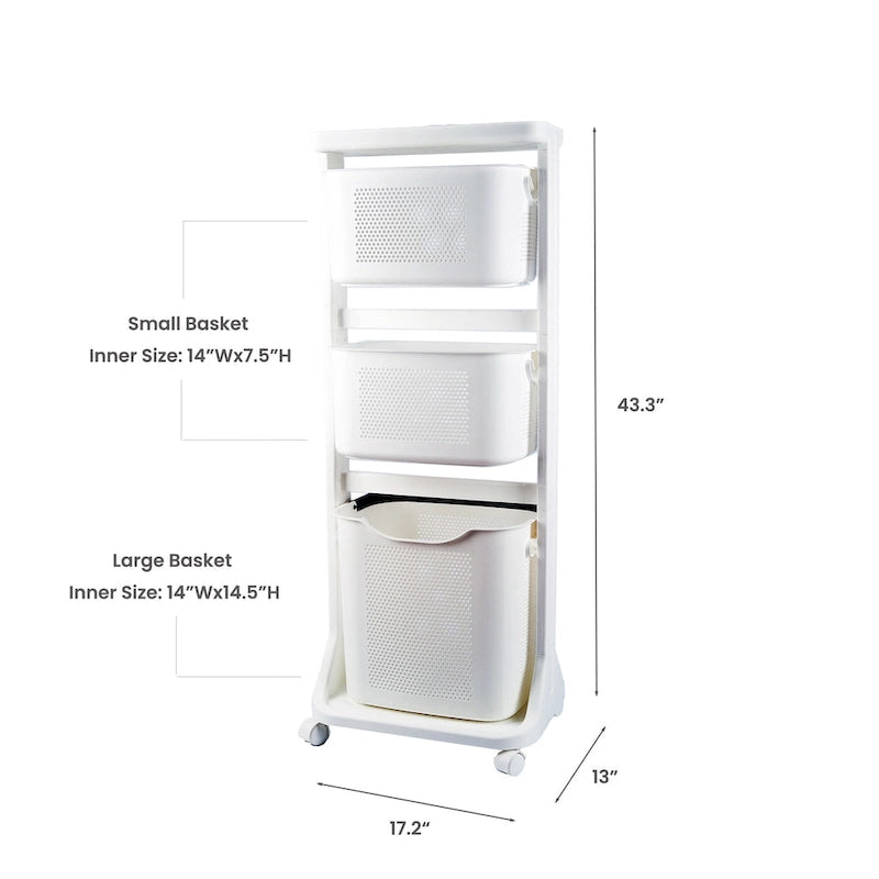 3-Tier Rolling Storage Cart with Top Shelf