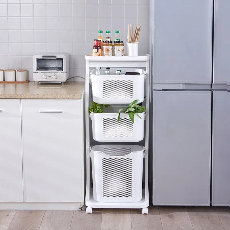3-Tier Rolling Storage Cart with Top Shelf
