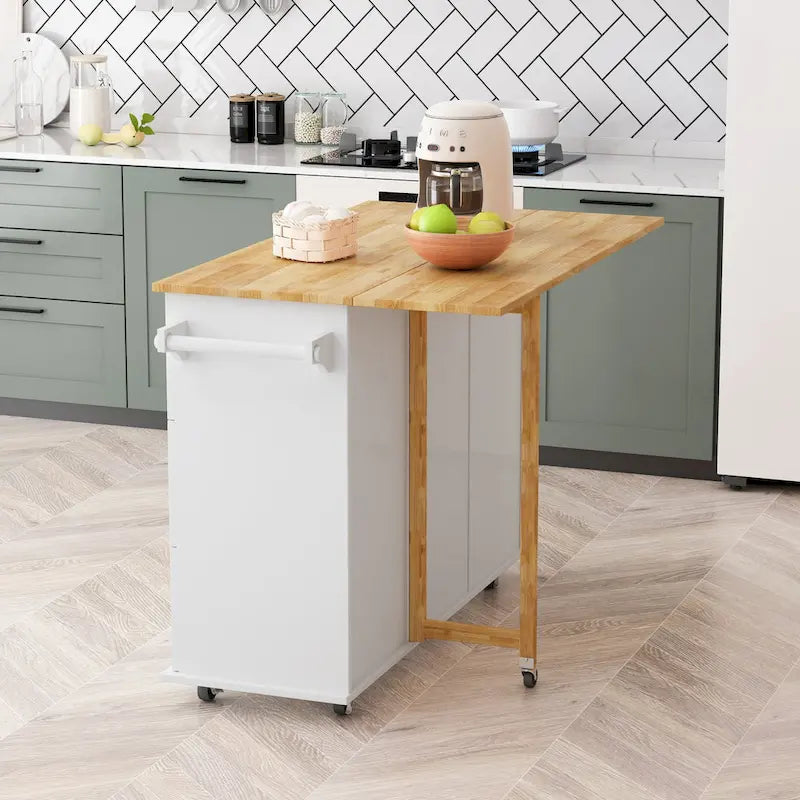 Kitchen Island Cart with 2-Door Cabinet and 3 Drawers