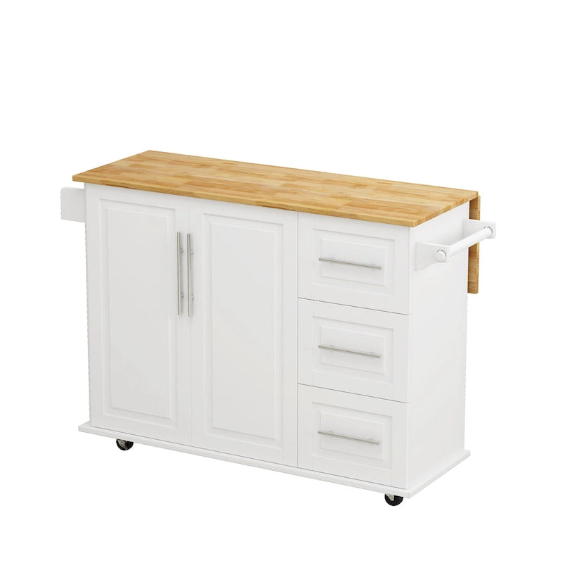 Kitchen Island Cart with 2-Door Cabinet and 3 Drawers