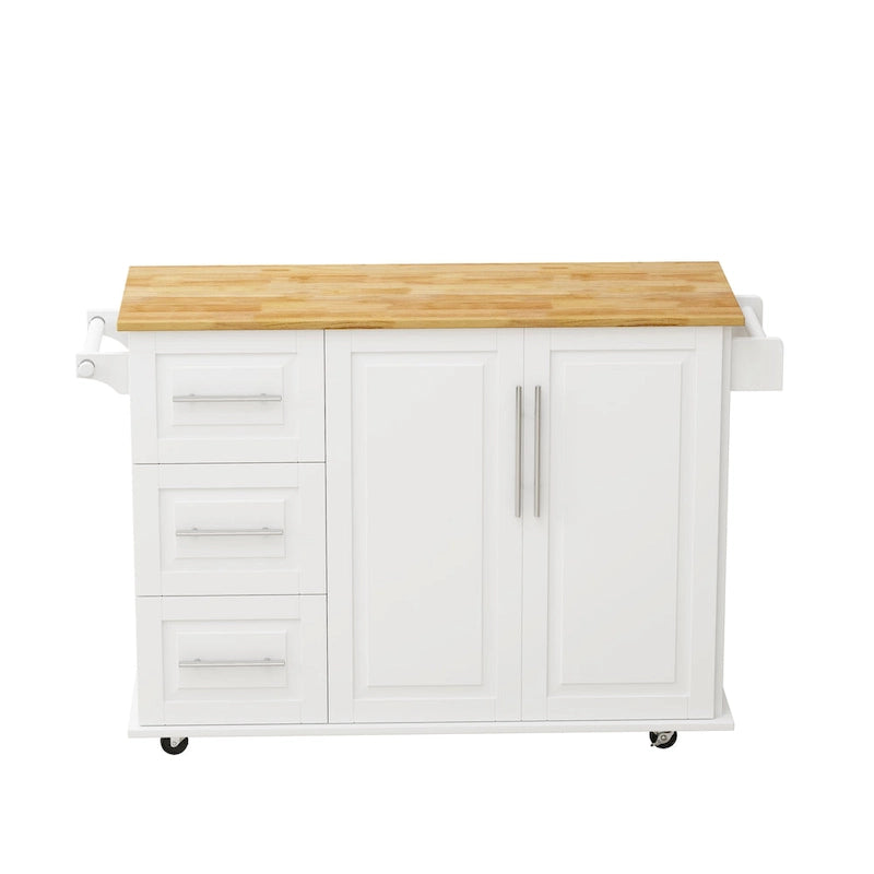 Kitchen Island Cart with 2-Door Cabinet and 3 Drawers