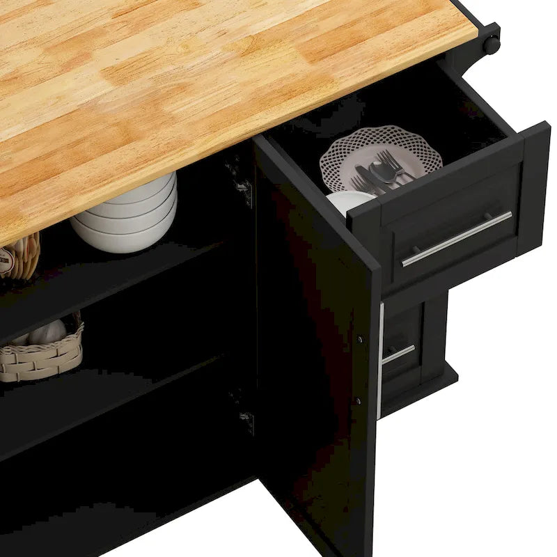 Kitchen Island Cart with 2-Door Cabinet and 3 Drawers