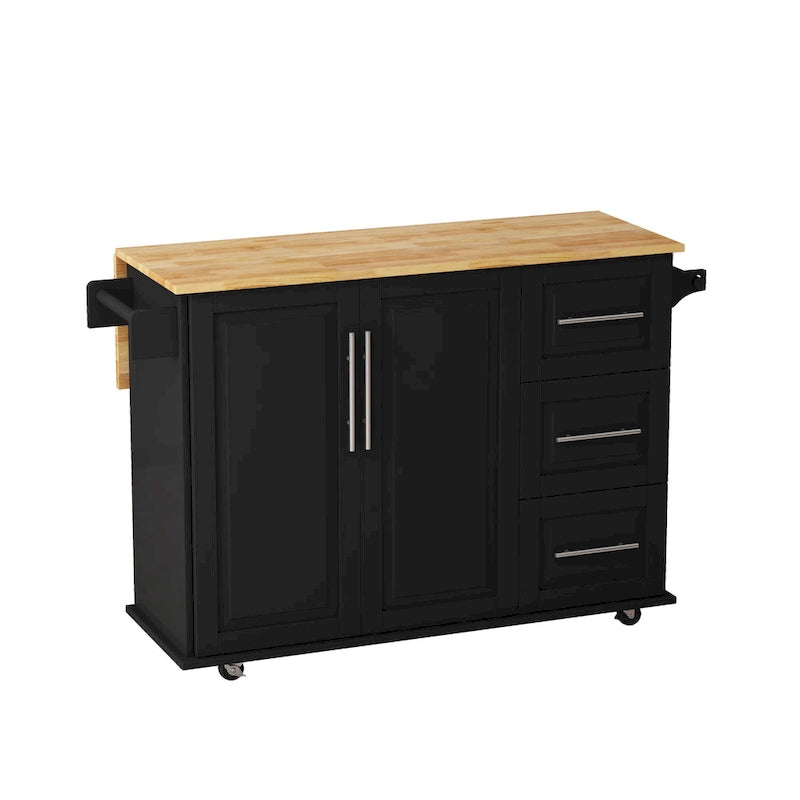 Kitchen Island Cart with 2-Door Cabinet and 3 Drawers