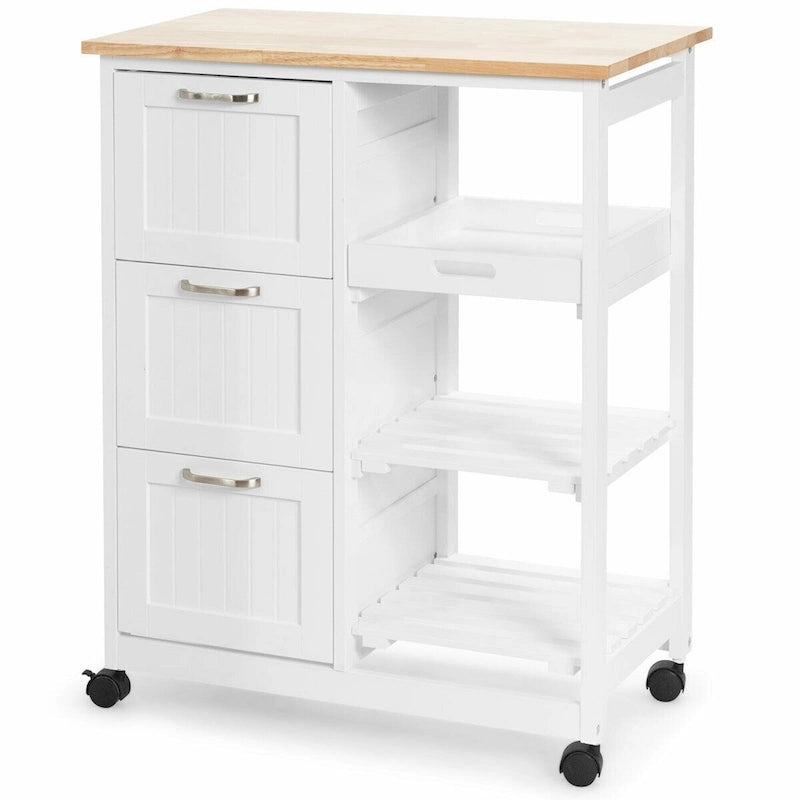 Rolling Kitchen Storage Cart with Drawers and Shelves