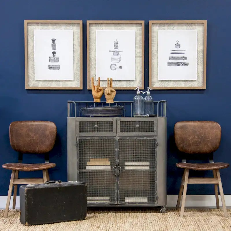 Gray Metal & Brown Wood Top Bar Cart