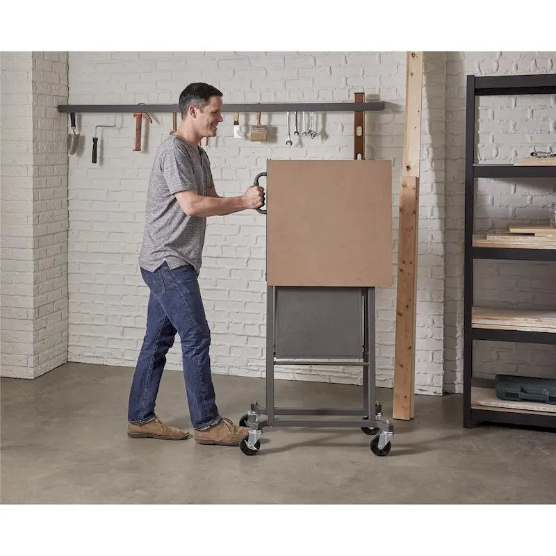Grey Utility Table / Workbench with Locking Casters