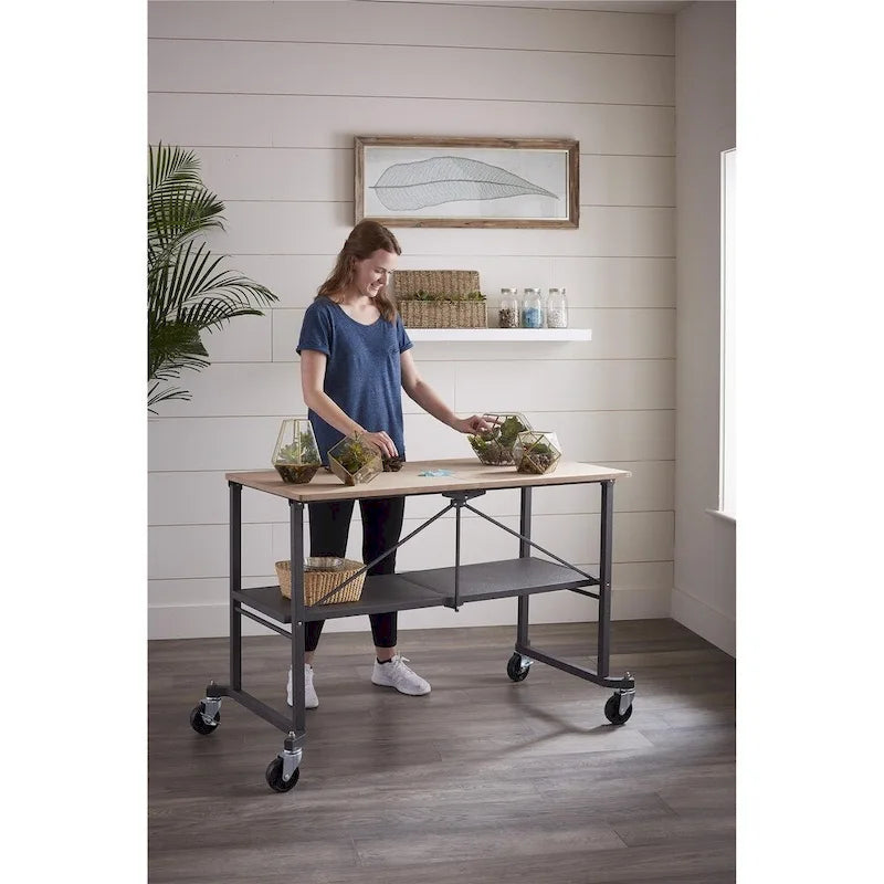 Grey Utility Table / Workbench with Locking Casters