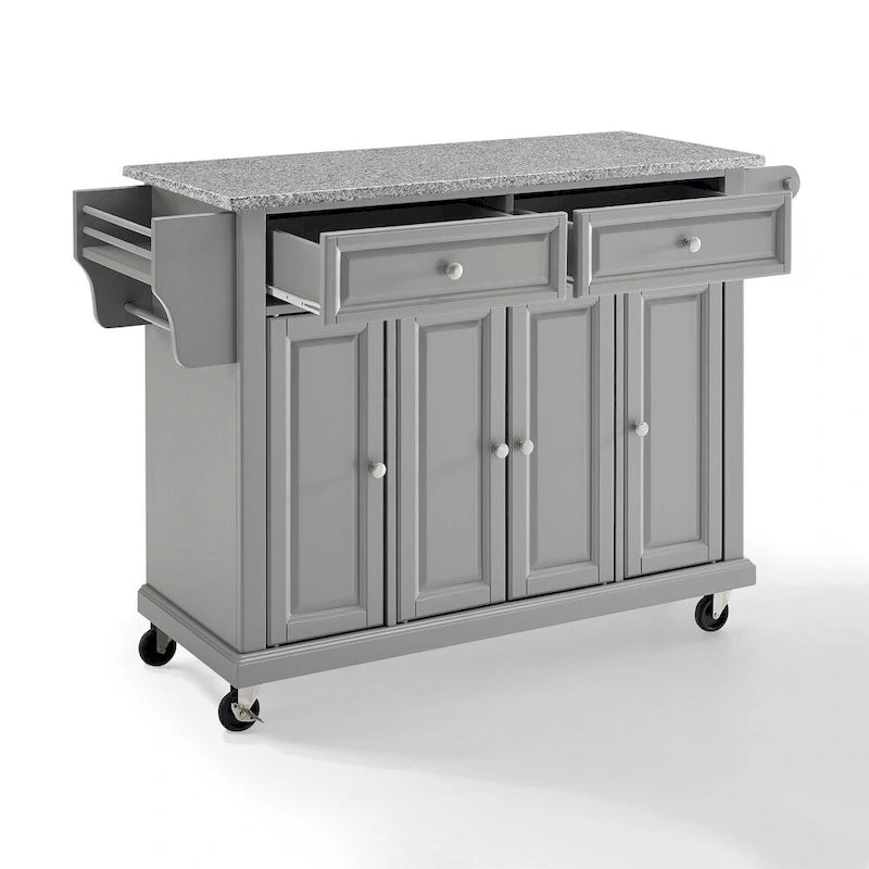 Solid Granite Top Kitchen Cart in Vintage Grey - 51.5 W x 18 D x 34 H