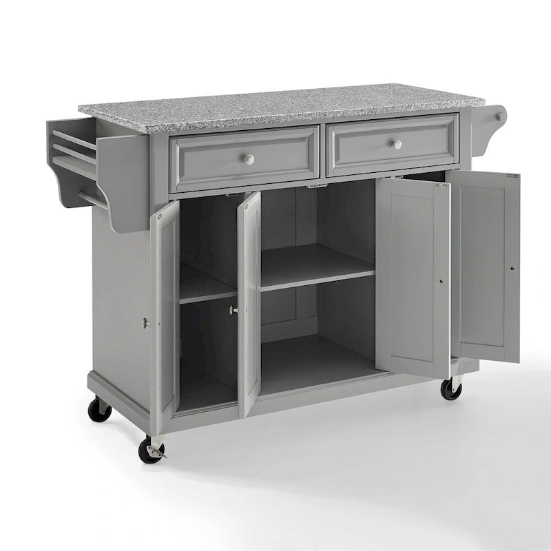 Solid Granite Top Kitchen Cart in Vintage Grey - 51.5 W x 18 D x 34 H