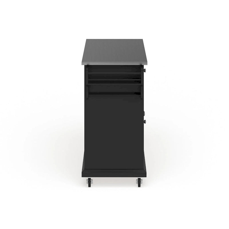 Full Size Black Finish Stainless Steel Top Kitchen Cart / Island