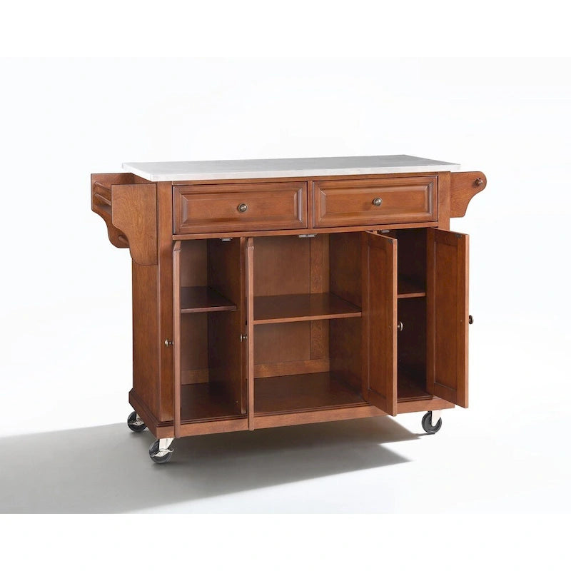 Stainless Steel Top Classic Cherry Finish Kitchen Cart