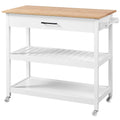Kitchen Cart with Storage and Drawer Wood Countertop