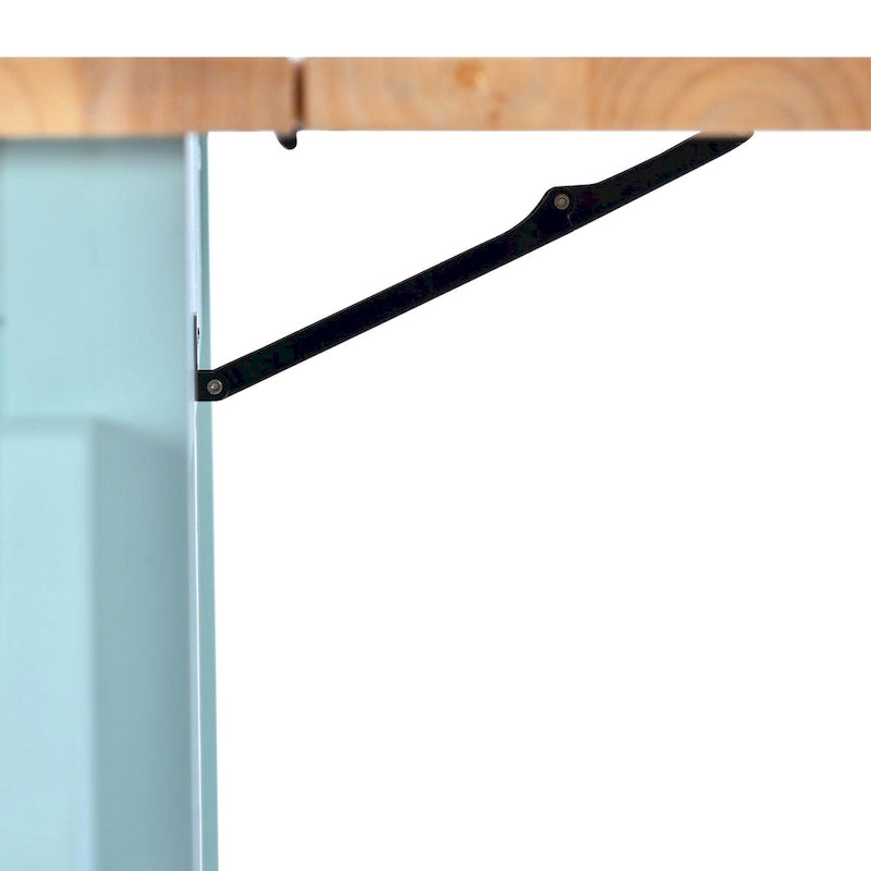 Kitchen Cart with Rubber Wood Drop-Leaf Countertop and Sliding Barn Door