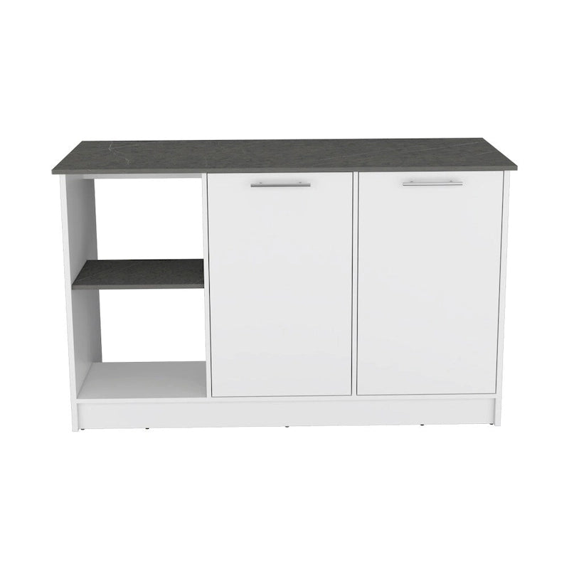 Kitchen Island with Open Shelves and Cabinet Storage