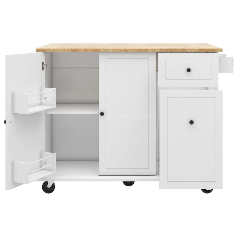 53.9" Rolling Kitchen Cart on Wheels with Drop Leaf