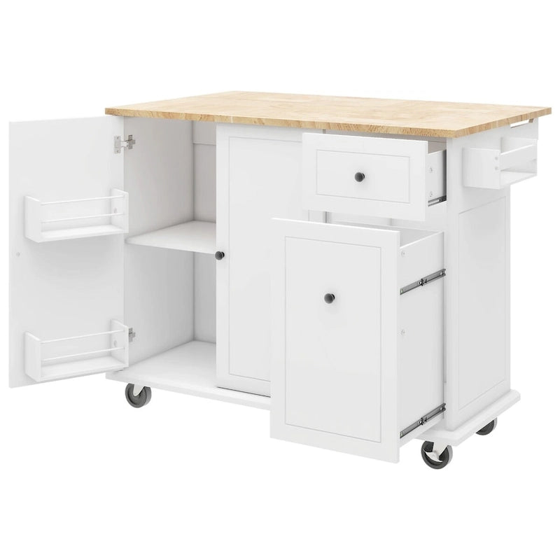 53.9" Rolling Kitchen Cart on Wheels with Drop Leaf