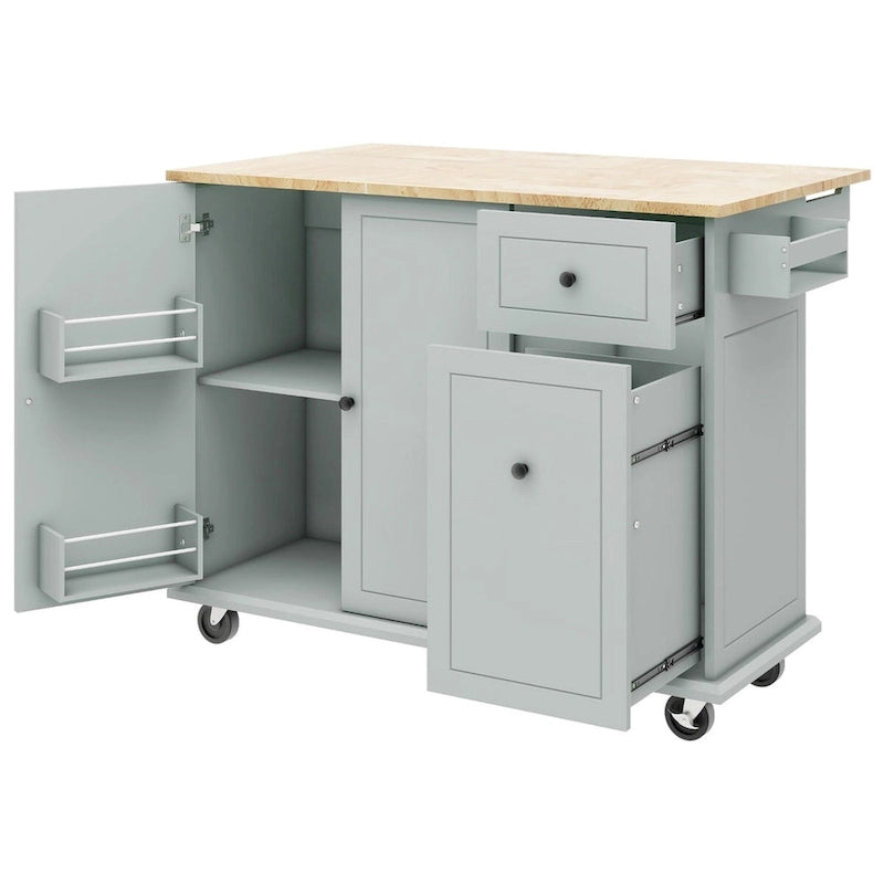 53.9" Rolling Kitchen Cart on Wheels with Drop Leaf
