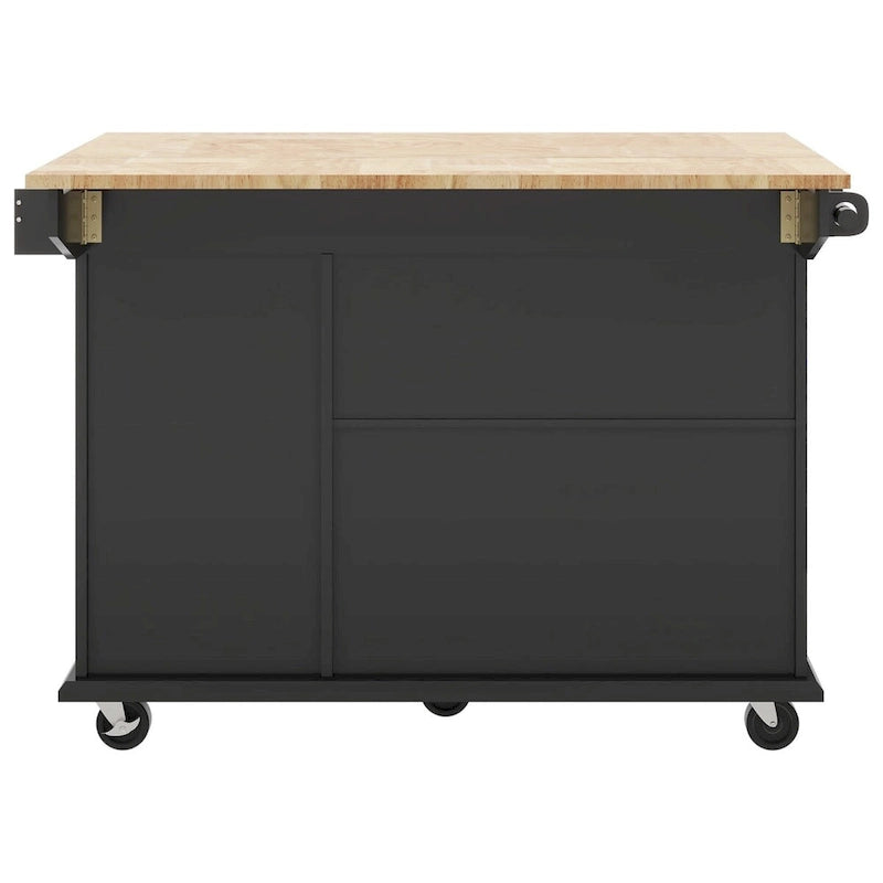 53.9" Rolling Kitchen Cart on Wheels with Drop Leaf