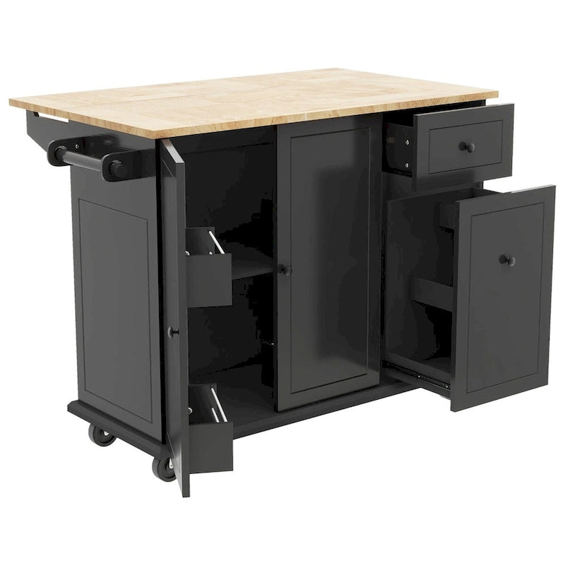 53.9" Rolling Kitchen Cart on Wheels with Drop Leaf