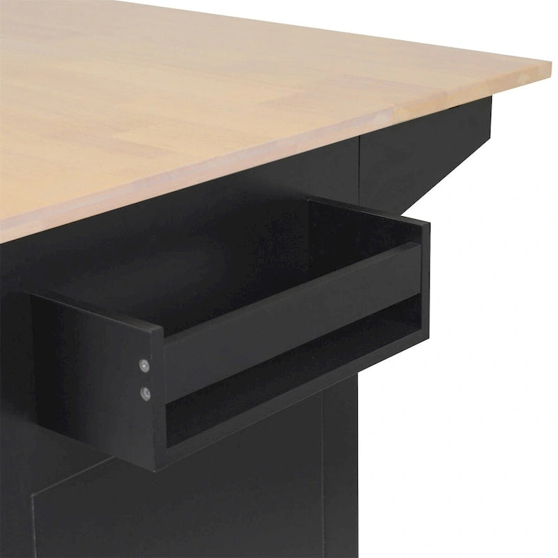53.9" Rolling Kitchen Cart on Wheels with Drop Leaf