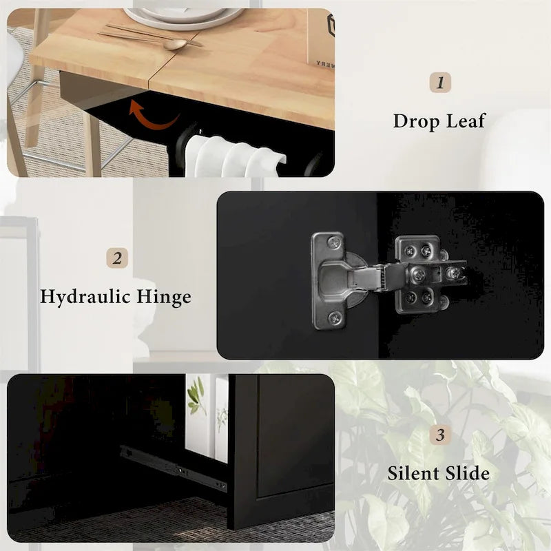 53.9" Rolling Kitchen Cart on Wheels with Drop Leaf
