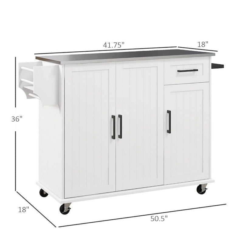 Rolling Kitchen Island on Wheels with Drawer and Storage