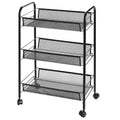 3-Tier Rolling Storage Cart with Wire Mesh Baskets