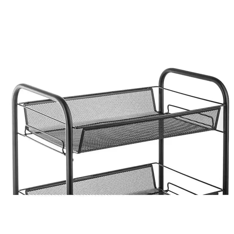 3-Tier Rolling Storage Cart with Wire Mesh Baskets