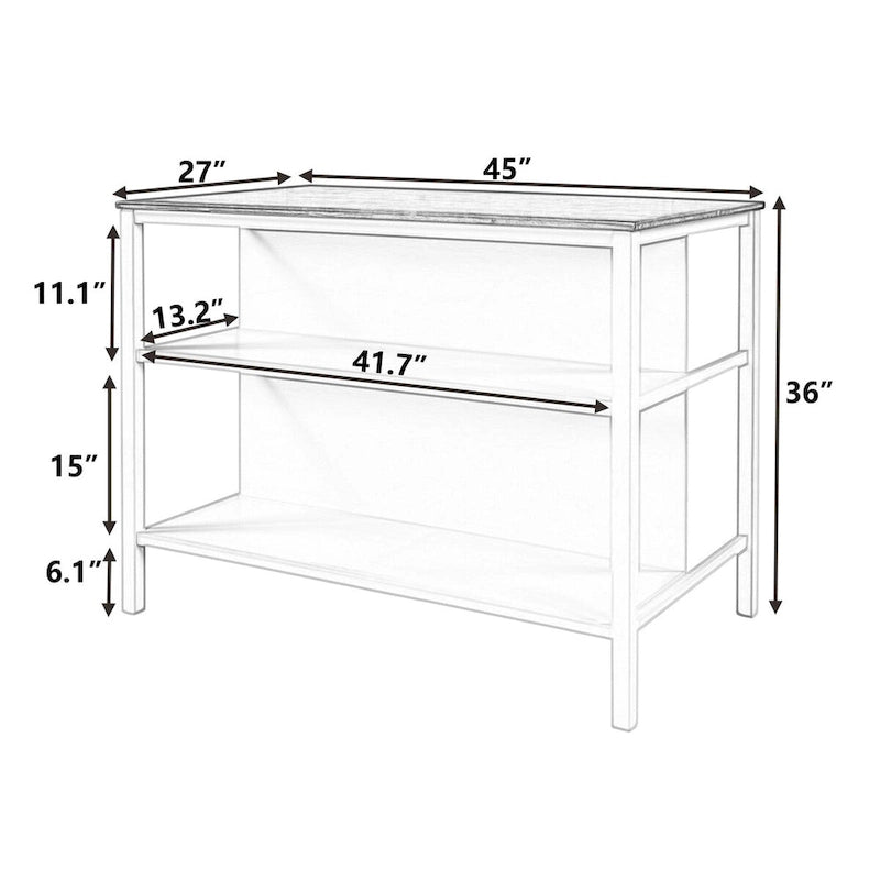 Solid Wood Rustic 45 Kitchen Island