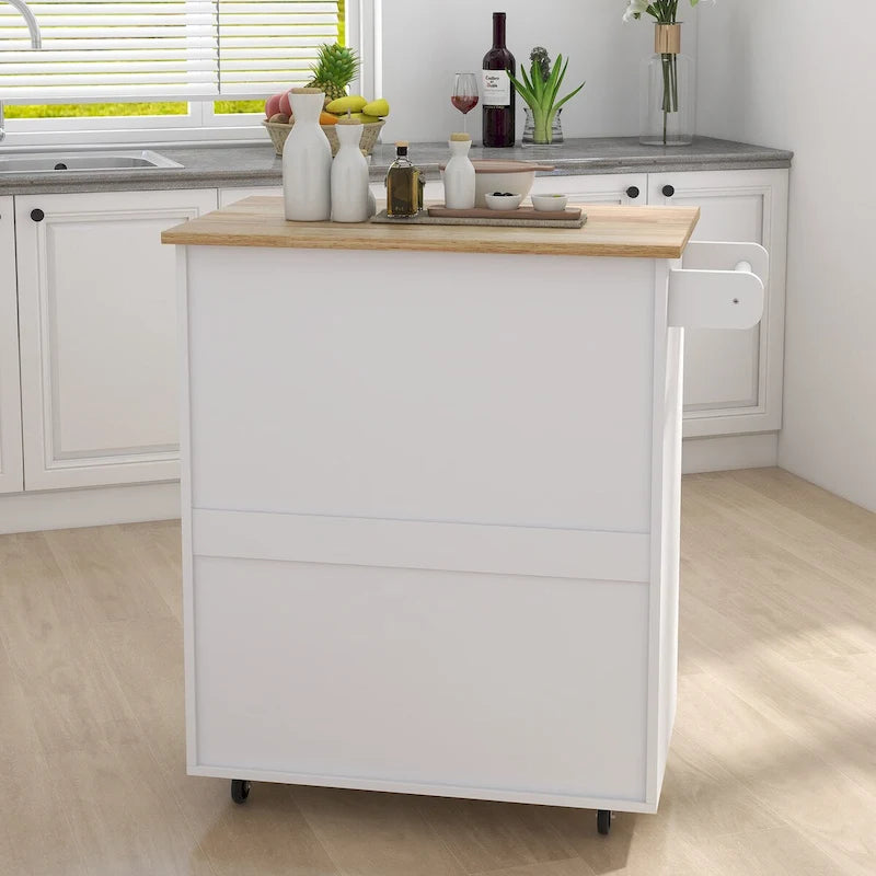 Kitchen Island Rolling Trolley Cart with Storage