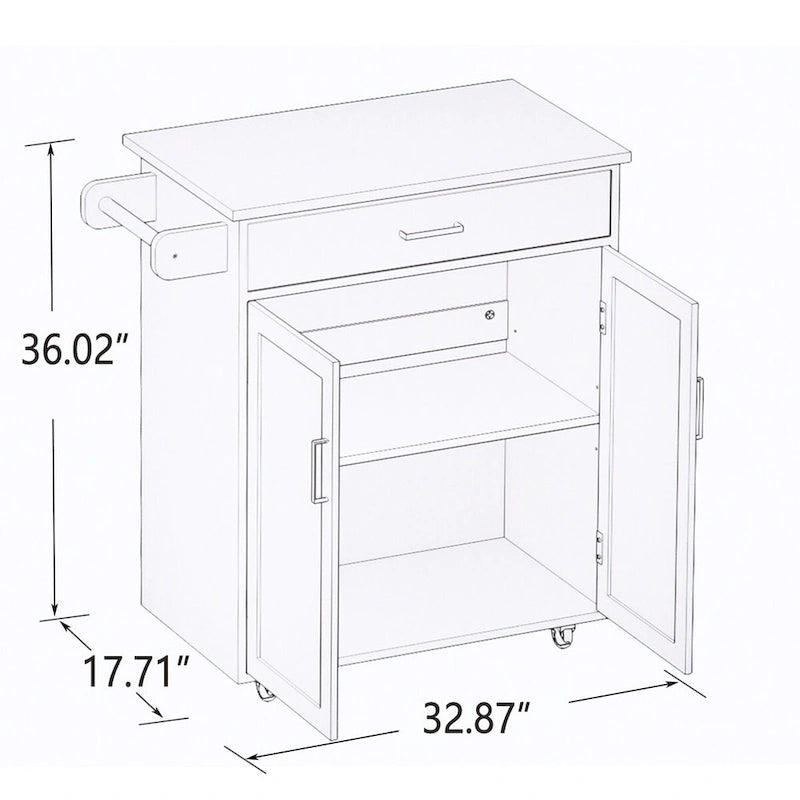Kitchen Island Rolling Trolley Cart with Storage